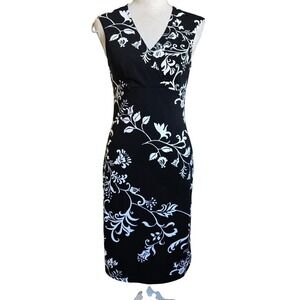 Vtg y2k Charlotte Russe Black‎ White Floral Dress Sleeveless Babydoll Stretchy